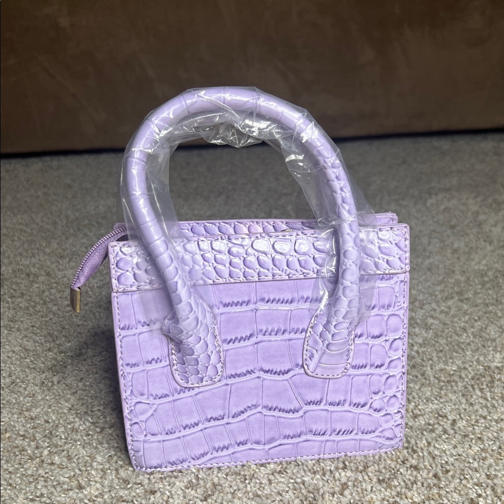 New! Lavender Croc-Embossed Mini Bag